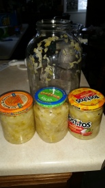 My batch of sauerkraut all jarred up!